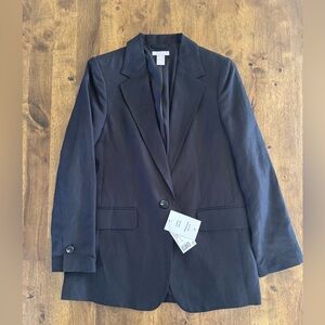 H&M Oersized Linen Blend Black Blazer
